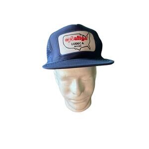 Vintage vtg snapback hat dad cap trucker navy blue Miami USA patch